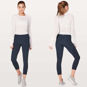 Lululemon navy blue All The Right Places 23" crop athletic gym leggings tights